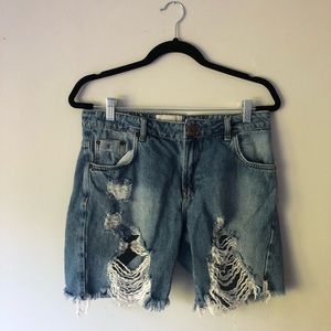 One Teaspoon Ripped Jean Shorts